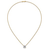 14K Yellow Gold 3.50 Carat Certified Lab Grown Diamond VS+ F+ Round Complete Four Prong Solitaire Necklace, 18" view 4