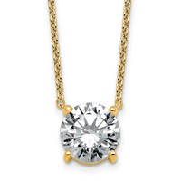 14K Yellow Gold 3.50 Carat Certified Lab Grown Diamond VS+ F+ Round Complete Four Prong Solitaire Necklace, 18" view 1