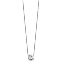 14K White Gold 4 Carat Lab Grown Diamond VS+ F+ Round Complete Four Prong Solitaire Necklace, 18" view 2