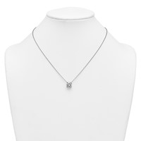 14K White Gold 4 Carat Lab Grown Diamond VS+ F+ Round Complete Four Prong Solitaire Necklace, 18" view 3
