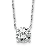 14K White Gold 4 Carat Lab Grown Diamond VS+ F+ Round Complete Four Prong Solitaire Necklace, 18" view 1