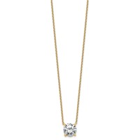 14K Yellow Gold 4 Carat Certified Lab Grown Diamond VS+ F+ Round Complete Four Prong Solitaire Necklace, 18" view 2