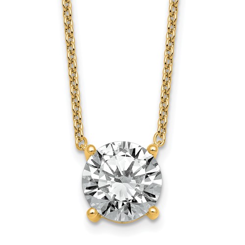 14K Yellow Gold 4 Carat Round Four Prong Pendant Mounting