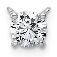 14K White Gold 0.50 Carat Lab Grown Diamond VS+ F+ Round Complete Four Prong Chain Slide Pendant view 1