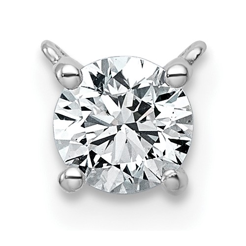 14K White Gold 0.50 Carat Lab Grown Diamond VS+ F+ Round Complete Four Prong Chain Slide Pendant