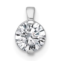 14K White Gold 0.50 Carat Lab Grown Diamond VS+ F+ Round Complete Bezel Set Chain Slide Pendant view 1