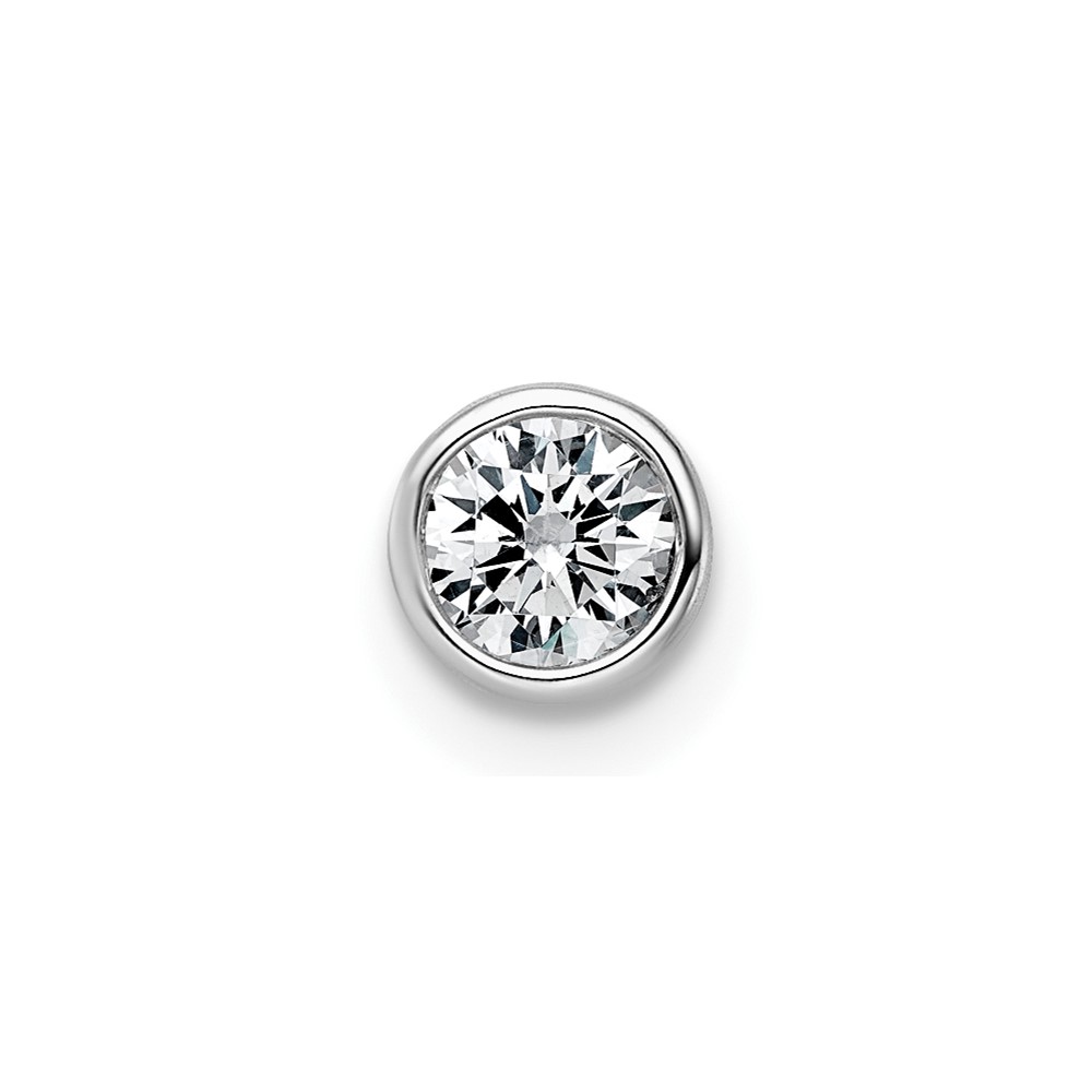 14K White Gold 0.25 Carat Lab Grown Diamond VS+ F+ Round Complete Bezel Set Chain Slide Pendant