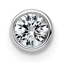 14K White Gold 0.25 Carat Lab Grown Diamond VS+ F+ Round Complete Bezel Set Chain Slide Pendant view 1