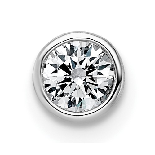14K White Gold 0.25 Carat Lab Grown Diamond VS+ F+ Round Complete Bezel Set Chain Slide Pendant