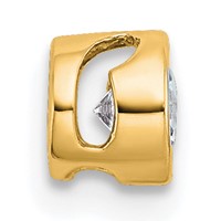 14K Yellow Gold 0.25 Carat Lab Grown Diamond VS+ F+ Round Complete Bezel Set Chain Slide Pendant view 2