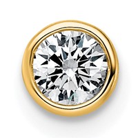 14K Yellow Gold 0.25 Carat Lab Grown Diamond VS+ F+ Round Complete Bezel Set Chain Slide Pendant view 1