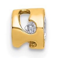14K Yellow Gold 0.33 Carat Lab Grown Diamond VS+ F+ Round Complete Bezel Set Chain Slide Pendant view 2