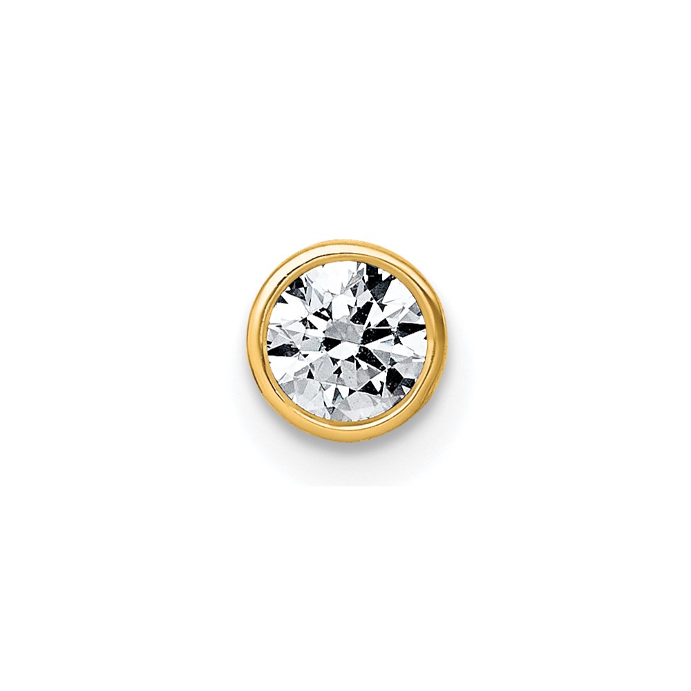 14K Yellow Gold 0.33 Carat Lab Grown Diamond VS+ F+ Round Complete Bezel Set Chain Slide Pendant