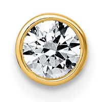 14K Yellow Gold 0.33 Carat Lab Grown Diamond VS+ F+ Round Complete Bezel Set Chain Slide Pendant view 1