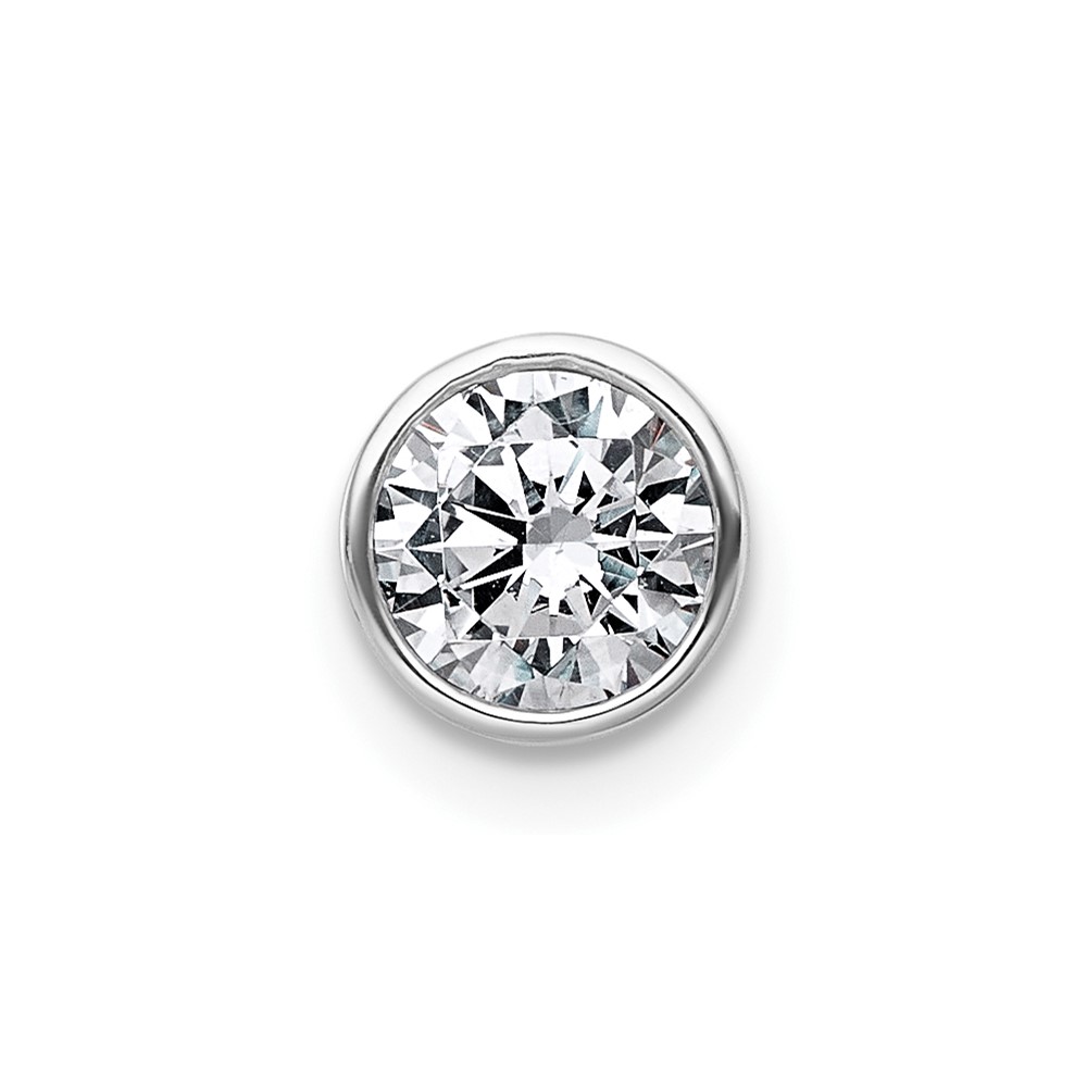 14K White Gold 0.38 Carat Lab Grown Diamond VS+ F+ Round Complete Bezel Set Chain Slide Pendant