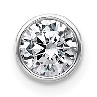14K White Gold 0.38 Carat Lab Grown Diamond VS+ F+ Round Complete Bezel Set Chain Slide Pendant view 1