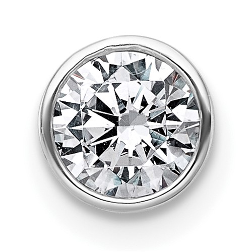 14K White Gold 0.38 Carat Lab Grown Diamond VS+ F+ Round Complete Bezel Set Chain Slide Pendant