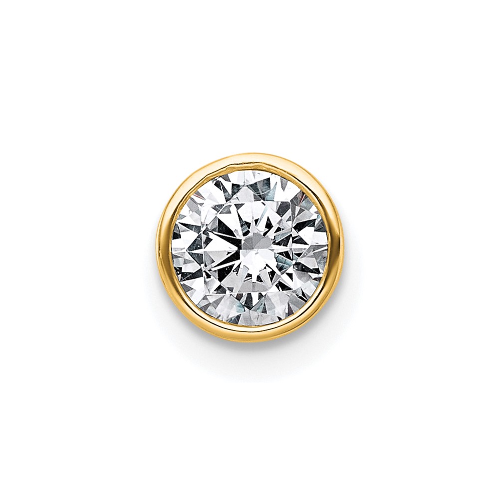 14K Yellow Gold 0.38 Carat Lab Grown Diamond VS+ F+ Round Complete Bezel Set Chain Slide Pendant