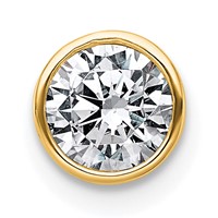 14K Yellow Gold 0.38 Carat Lab Grown Diamond VS+ F+ Round Complete Bezel Set Chain Slide Pendant view 1