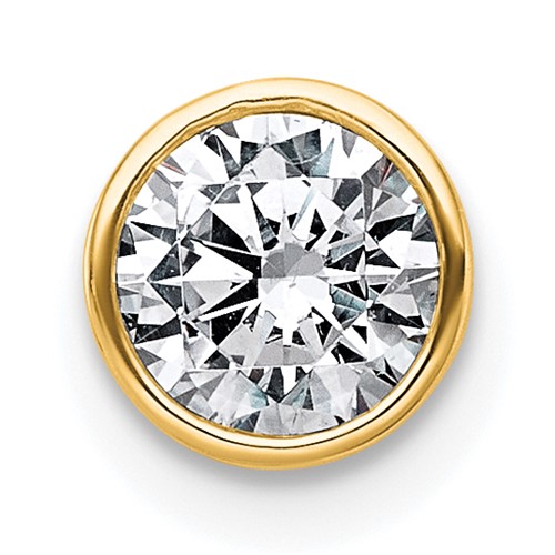 14K Yellow Gold 0.38 Carat Lab Grown Diamond VS+ F+ Round Complete Bezel Set Chain Slide Pendant
