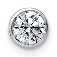 14K White Gold 0.50 Carat Lab Grown Diamond VS+ F+ Round Complete Bezel Set Chain Slide Pendant view 1