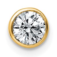 14K Yellow Gold 0.50 Carat Lab Grown Diamond VS+ F+ Round Complete Bezel Set Chain Slide Pendant view 1