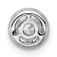 14K White Gold 0.62 Carat Lab Grown Diamond VS+ F+ Round Complete Bezel Set Chain Slide Pendant view 3