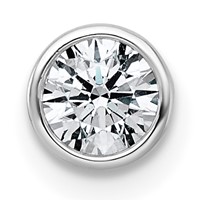 14K White Gold 0.62 Carat Lab Grown Diamond VS+ F+ Round Complete Bezel Set Chain Slide Pendant view 1