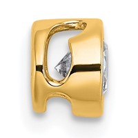 14K Yellow Gold 0.62 Carat Lab Grown Diamond VS+ F+ Round Complete Bezel Set Chain Slide Pendant view 2