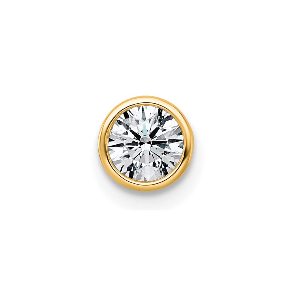 14K Yellow Gold 0.62 Carat Lab Grown Diamond VS+ F+ Round Complete Bezel Set Chain Slide Pendant
