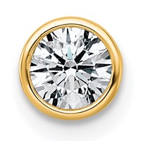 14K Yellow Gold 0.62 Carat Lab Grown Diamond VS+ F+ Round Complete Bezel Set Chain Slide Pendant view 1