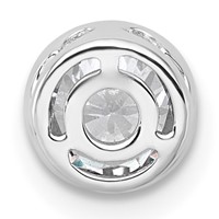 14K White Gold 0.75 Carat Lab Grown Diamond VS+ F+ Round Complete Bezel Set Chain Slide Pendant view 3