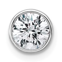 14K White Gold 0.75 Carat Lab Grown Diamond VS+ F+ Round Complete Bezel Set Chain Slide Pendant view 1