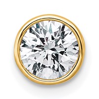 14K Yellow Gold 0.75 Carat Lab Grown Diamond VS+ F+ Round Complete Bezel Set Chain Slide Pendant view 1