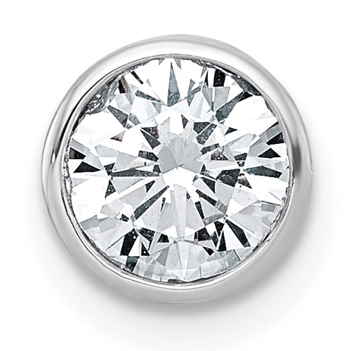 14K White Gold 1 Carat Round Bezel Chain Slide Mounting