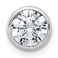 14K White Gold 1 Carat Lab Grown Diamond VS+ F+ Round Complete Bezel Set Chain Slide Pendant view 1