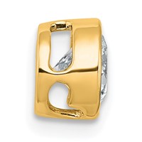 14K Yellow Gold 1 Carat Certified Lab Grown Diamond VS+ F+ Round Complete Bezel Set Chain Slide Pendant view 2