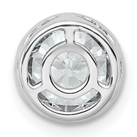 14K White Gold 1.50 Carat Certified Lab Grown Diamond VS+ F+ Round Complete Bezel Set Chain Slide Pendant view 3