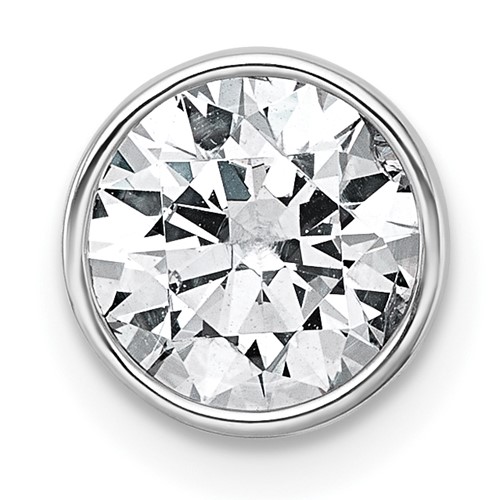 14K White Gold 1.50 Carat Round Bezel Chain Slide Mounting