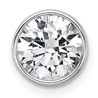 14K White Gold 1.50 Carat Certified Lab Grown Diamond VS+ F+ Round Complete Bezel Set Chain Slide Pendant view 1