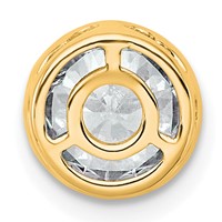 14K Yellow Gold 1.50 Carat Lab Grown Diamond VS+ F+ Round Complete Bezel Set Chain Slide Pendant view 3