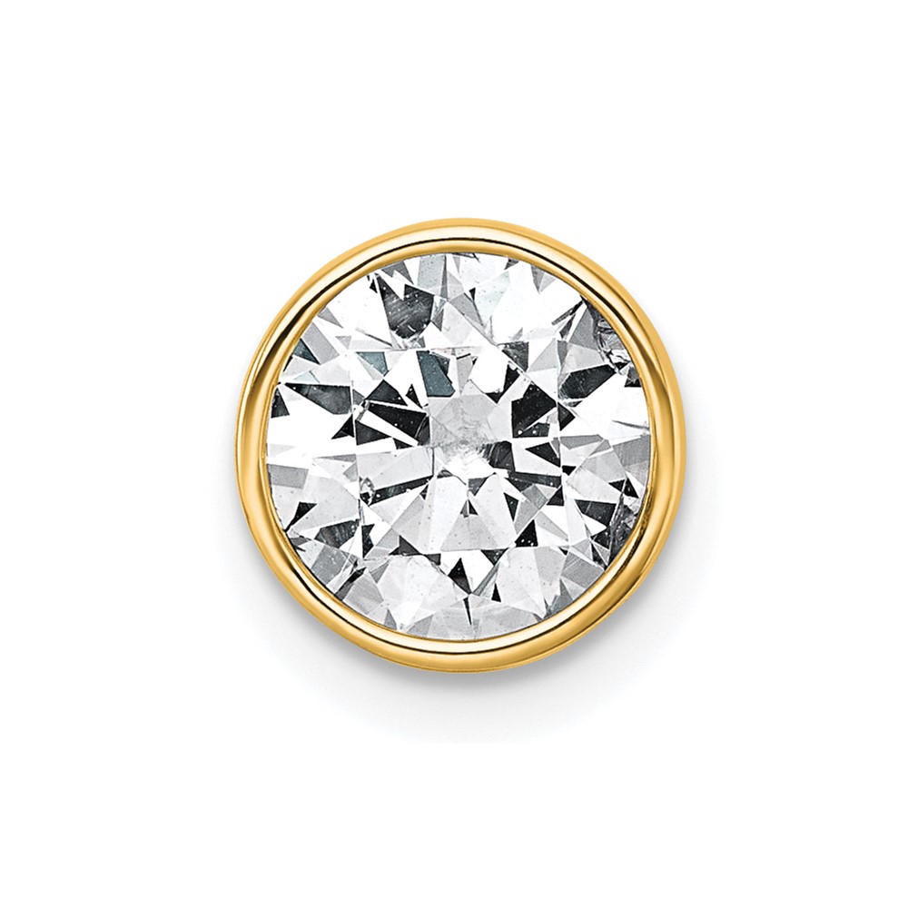 14K Yellow Gold 1.50 Carat Lab Grown Diamond VS+ F+ Round Complete Bezel Set Chain Slide Pendant