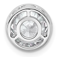 14K White Gold 2 Carat Certified Lab Grown Diamond VS+ F+ Round Complete Bezel Set Chain Slide Pendant view 3