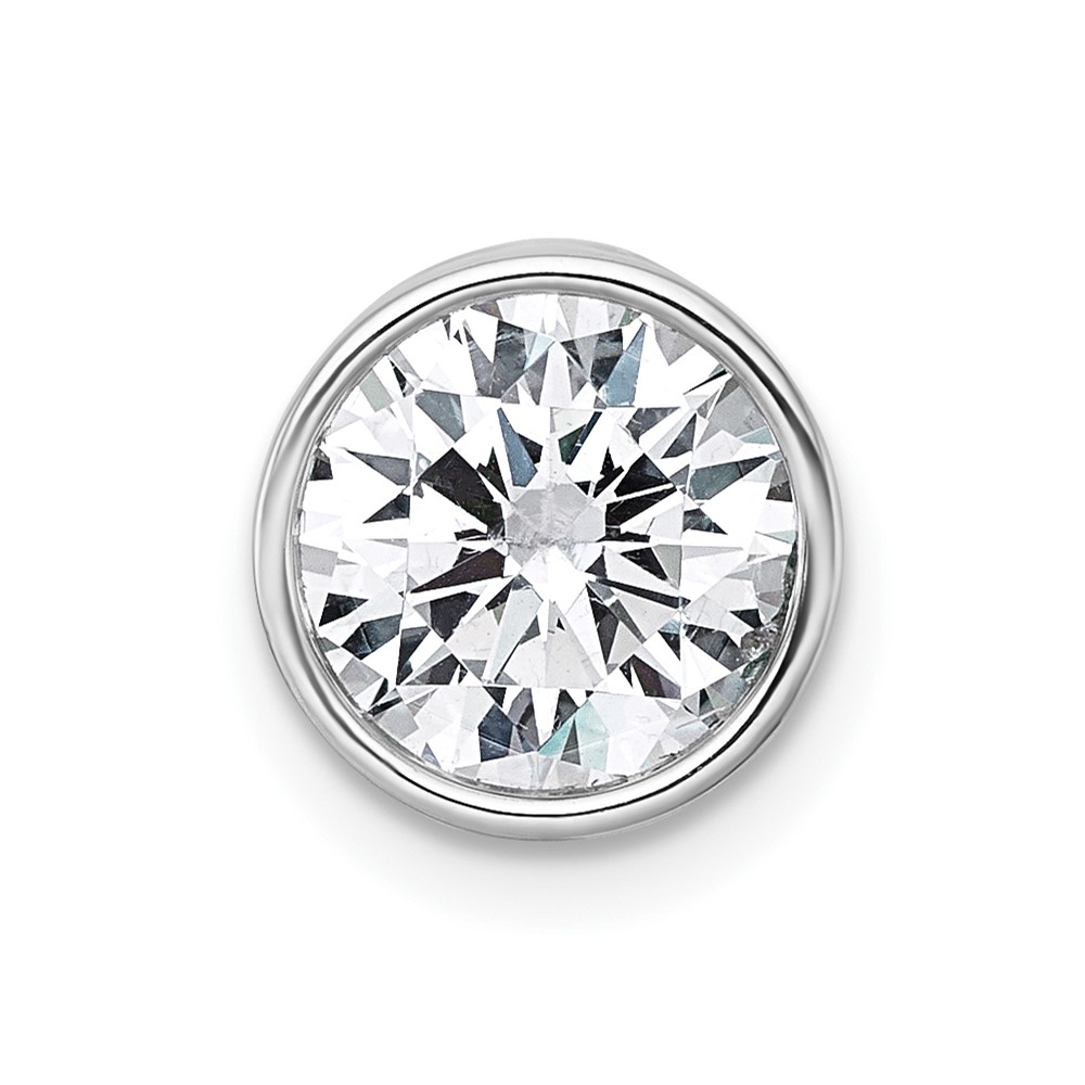 14K White Gold 2 Carat Round Bezel Chain Slide Mounting
