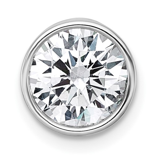 14K White Gold 2 Carat Round Bezel Chain Slide Mounting