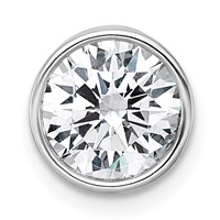 14K White Gold 2 Carat Certified Lab Grown Diamond VS+ F+ Round Complete Bezel Set Chain Slide Pendant view 1