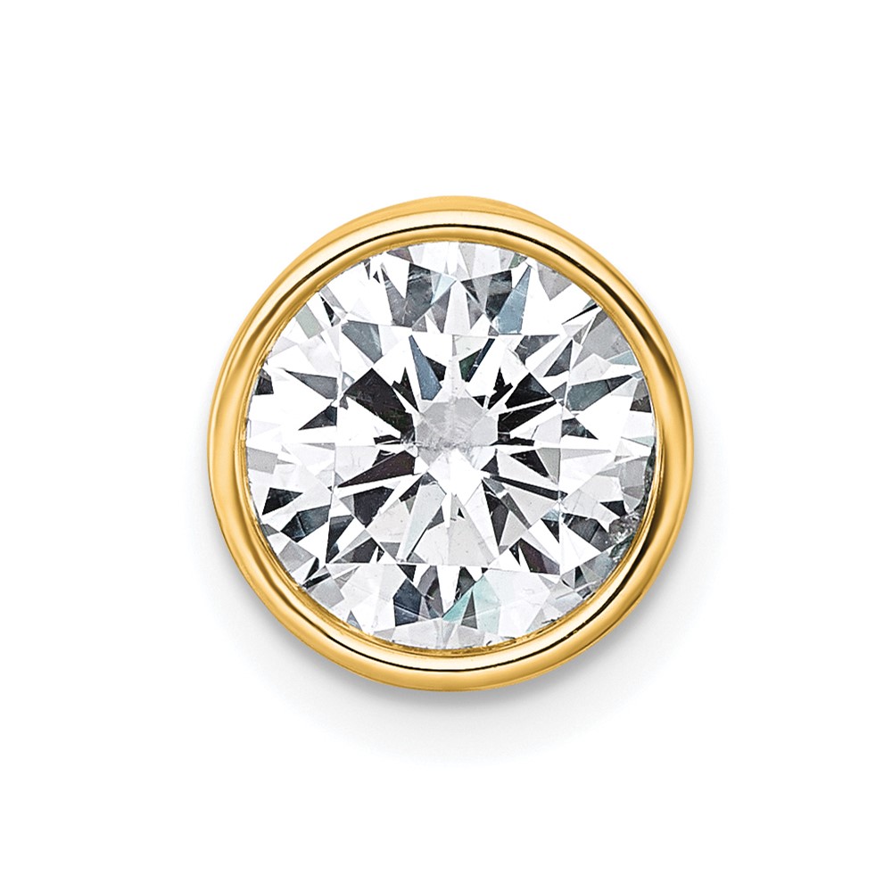 14K Yellow Gold 2 Carat Round Bezel Chain Slide Mounting