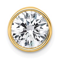14K Yellow Gold 2 Carat Lab Grown Diamond VS+ F+ Round Complete Bezel Set Chain Slide Pendant view 1