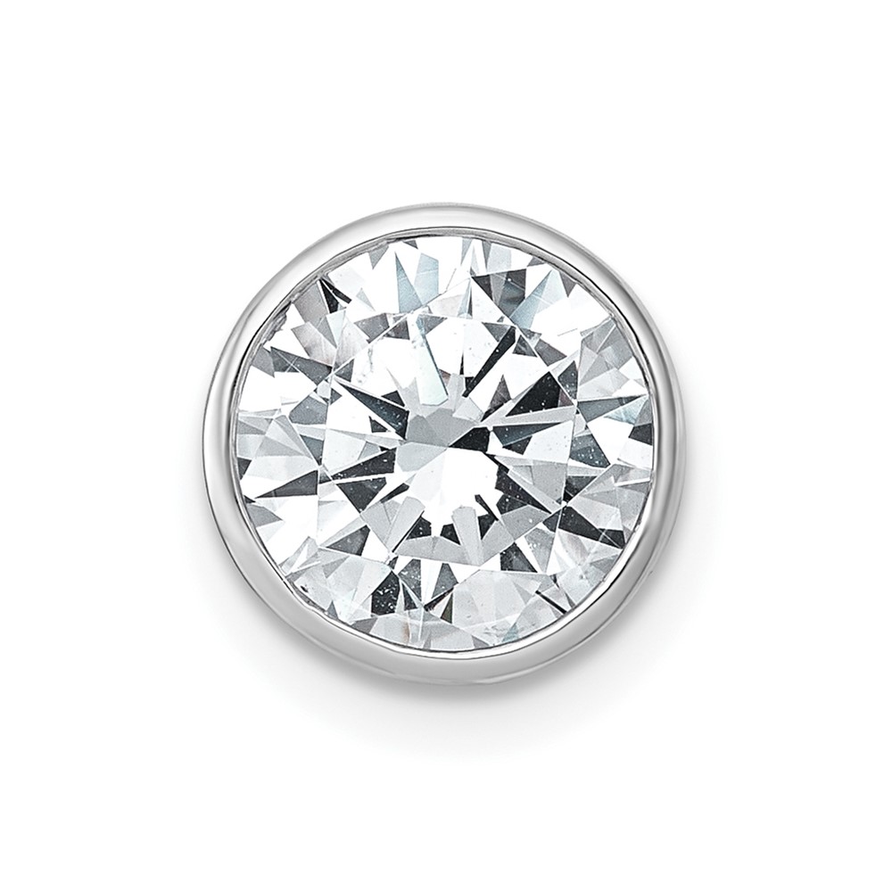 14K White Gold 2.50 Carat Round Bezel Chain Slide Mounting