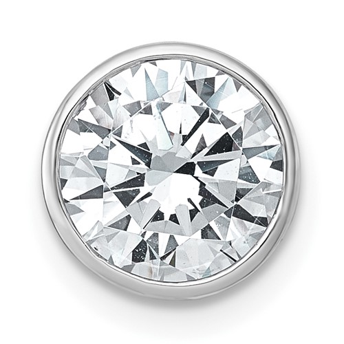 14K White Gold 2.50 Carat Round Bezel Chain Slide Mounting